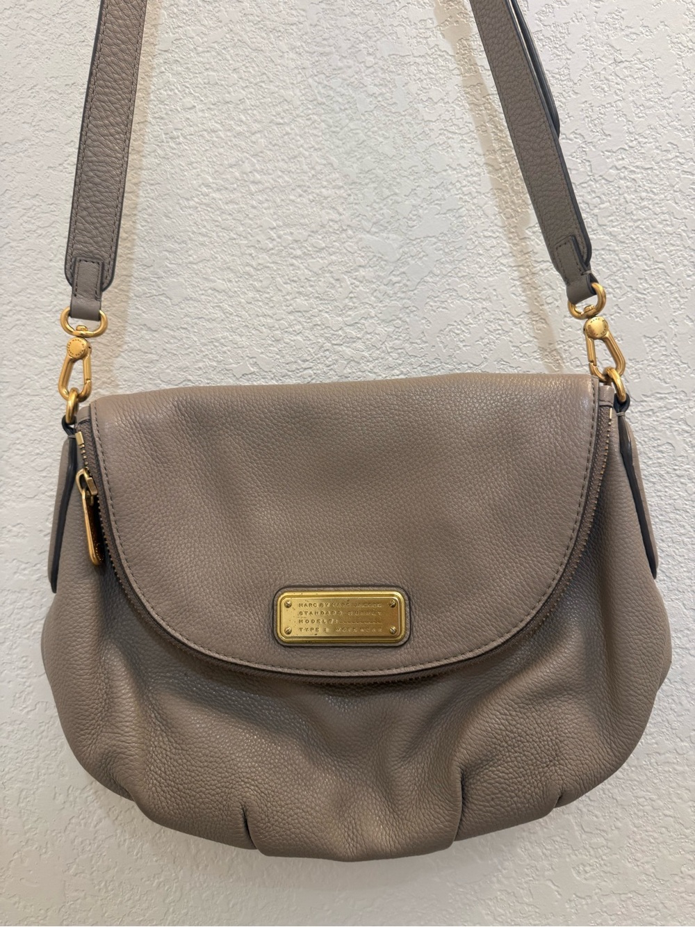Marc By Marc Jacobs Taupe Leather Crossbody with Gold Hardware